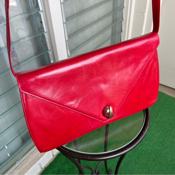 Bruno Magli Handbags - Vintage Bruno Magli red leather crossbody bag MCM retro mod